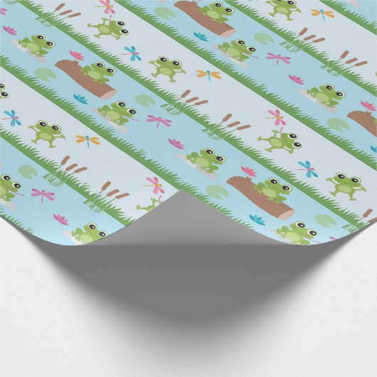 Cute Frogs in Pond Cadeaupapier (Hoek)