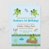 Cute Frogs in Pond  Invitation Kaart (Voorkant / Achterkant)