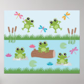 Cute Frogs in Pond Poster (Voorkant)