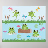 Cute Frogs in Pond