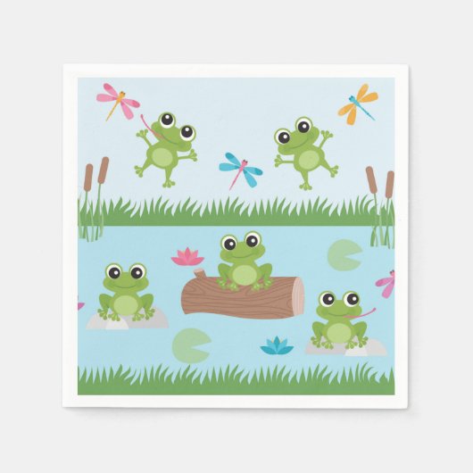 Cute Frogs in Pond Servet (Voorkant)