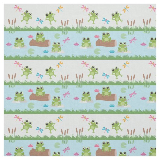 Cute Frogs in Pond Stof (Swatch)