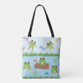 Cute Frogs in Pond Tote Bag (Achterkant)