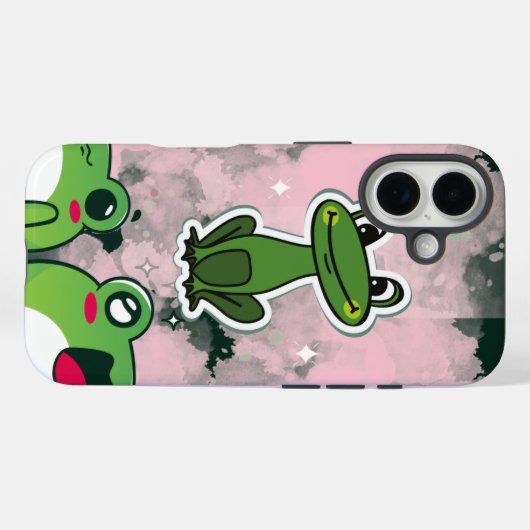 Cute Frogs – Kawaii Green Frog Phone Case (Achterkant (horizontaal))