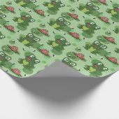 Cute Frogs, Lily Pads, and Flies Pattern Cadeaupapier (Hoek)