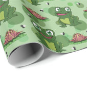 Cute Frogs, Lily Pads, and Flies Pattern Cadeaupapier (Rol Hoek)