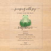 Cute Frogs Lily Pond Gender Neutral Baby Shower  Acryl Uitnodigingen (Voorkant)