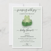 Cute Frogs Lily Pond Gender Neutral Baby Shower  Kaart (Voorkant)