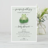 Cute Frogs Lily Pond Gender Neutral Baby Shower  Kaart (Staand voorkant)