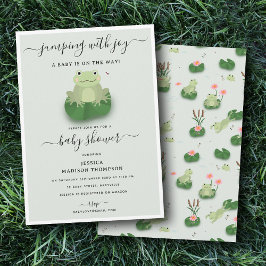 Cute Frogs Lily Pond Gender Neutral Baby Shower  Kaart