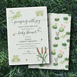 Cute Frogs Lily Pond Gender Neutral Baby Shower  Kaart