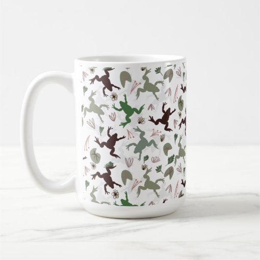 Cute Frogs Nature Floral Pattern Koffiemok (Links)
