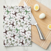 Cute Frogs Nature Floral Pattern Theedoek (Quarter Fold)