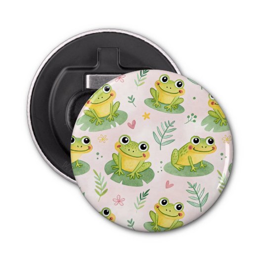Cute frogs Pattern Button Flesopener (Voorkant)