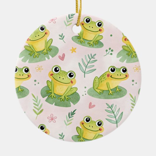 Cute frogs Pattern Keramisch Ornament (Voorkant)
