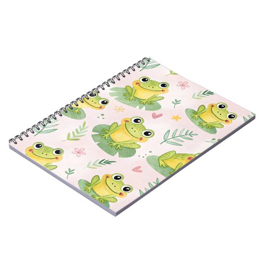 Cute frogs Pattern Notitieboek (Linkerzijde)