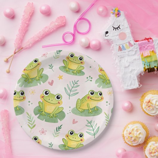 Cute frogs Pattern Papieren Bordje (Feest)