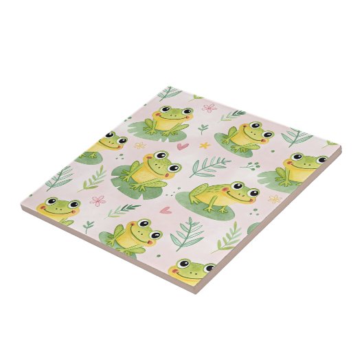 Cute frogs Pattern Tegeltje (Zijkant)