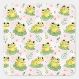Cute frogs Pattern Vierkante Sticker