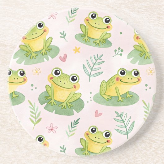 Cute frogs Pattern Zandsteen Onderzetter (Voorkant)