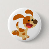 Cute Frolicking Cartoon Dog Button Badge (Voorkant)