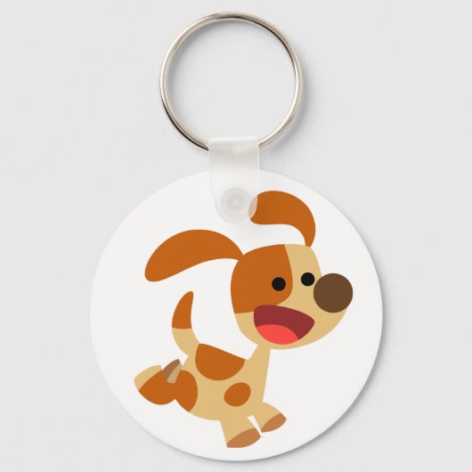 Cute Frolicking Cartoon Dog Sleutelhanger (Voorkant)