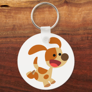 Cute Frolicking Cartoon Dog Sleutelhanger