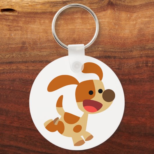 Cute Frolicking Cartoon Dog Sleutelhanger (Voorkant)
