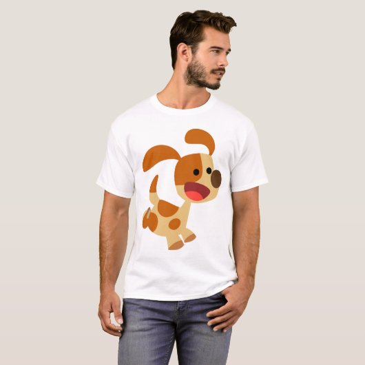 Cute Frolicking Cartoon Dog Women T-Shirt (Voorkant volledig)