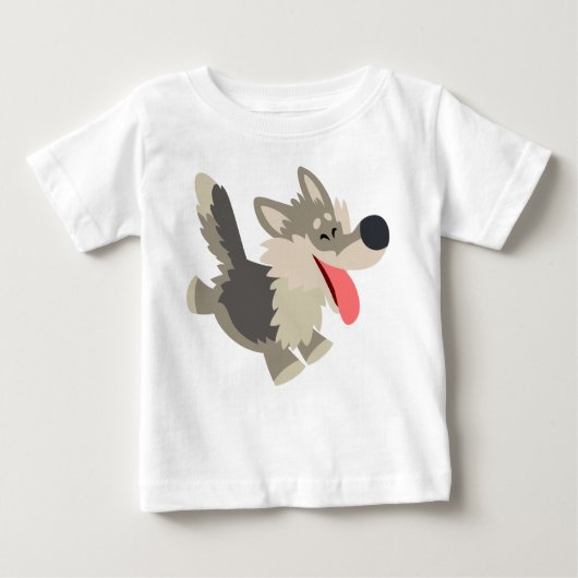 Cute Frolicsome Cartoon Wolf Baby T-Shirt (Voorkant)