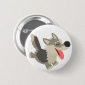 Cute Frolicsome Cartoon Wolf Button Badge (Voorkant /achterkant)