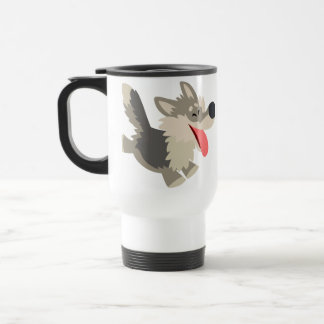 Cute Frolicsome Cartoon Wolf Commuter Mok