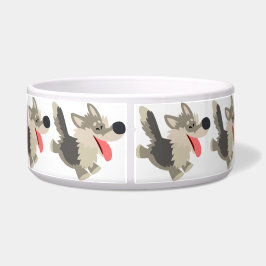 Cute Frolicsome Cartoon Wolf Dog Bowl Voerbakje