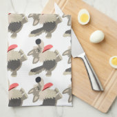 Cute Frolicsome Cartoon Wolf Kitchen Towel Theedoek (Quarter Fold)