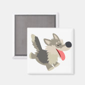 Cute Frolicsome Cartoon Wolf Magnet (Voorkant / Achterkant)