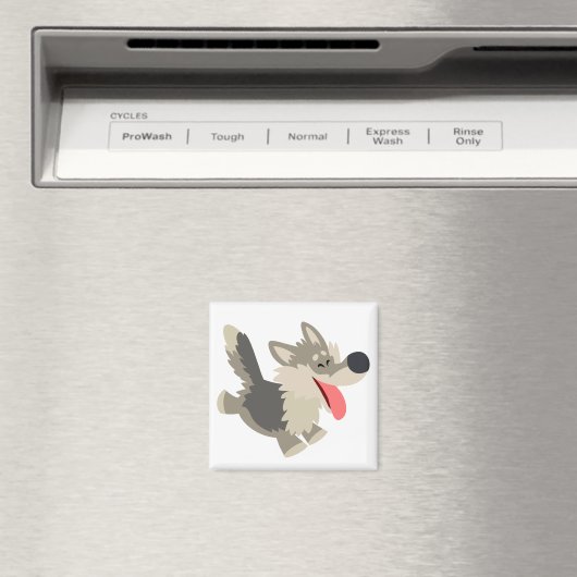 Cute Frolicsome Cartoon Wolf Magnet (Insitu (Vaatwasser))