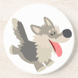 Cute Frolicsome Cartoon Wolf Onderzetter