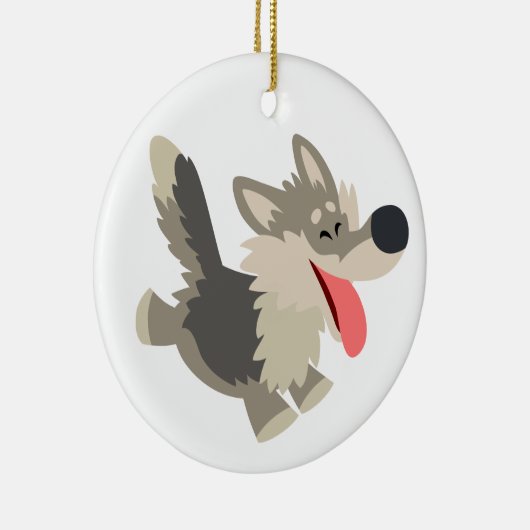 Cute Frolicsome Cartoon Wolf Ornament (Rechts)