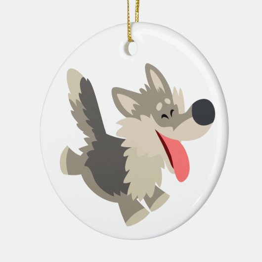 Cute Frolicsome Cartoon Wolf Ornament (Links)