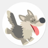 Cute Frolicsome Cartoon Wolf Sticker (Voorkant)