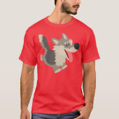 Cute Frolicsome Cartoon Wolf T-Shirt (Voorkant)