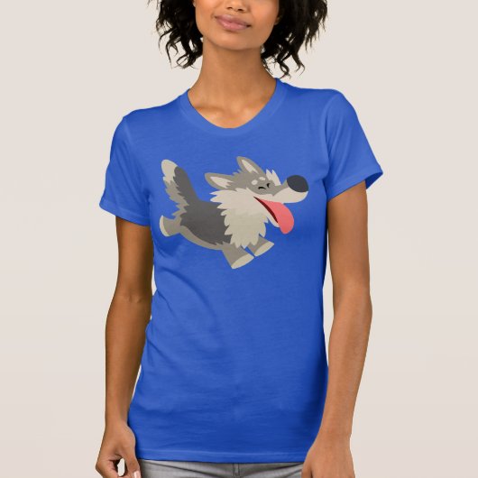 Cute Frolicsome Cartoon Wolf Women T-Shirt (Voorkant)