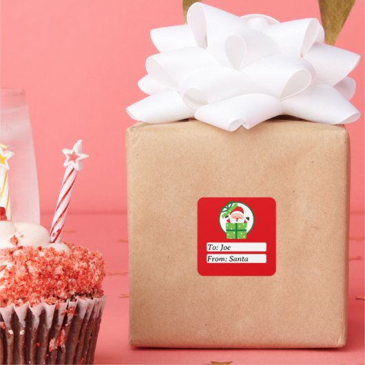 Cute From Santa Claus Green Custom Christmas  Vierkante Sticker (Feest)