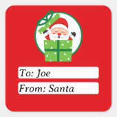 Cute From Santa Claus Green Custom Christmas  Vierkante Sticker (Voorkant)