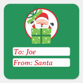 Cute From Santa Claus Green Custom Christmas Vierkante Sticker