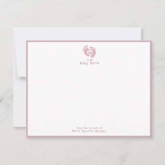 Cute From The Nursery of Pink Monogram Notitiekaartje (Voorkant)