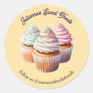 Cute Frosted Cupcake Bakery Ronde Sticker
