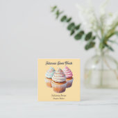 Cute Frosted Cupcake Bakkerij Vierkante Visitekaartje (Staand voorkant)