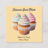 Cute Frosted Cupcake Bakkerij Vierkante Visitekaartje (Voorkant)
