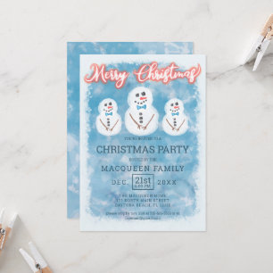 Cute Frosted Snowmen Kerstparty Kaart